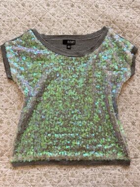 Y2k a.n.a sequin over the shoulder short sleeve top